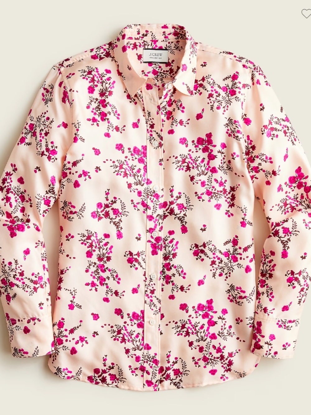 PINK J CREW COLLECTION Slim-fit silk-twill shirt in budding floral size 8
